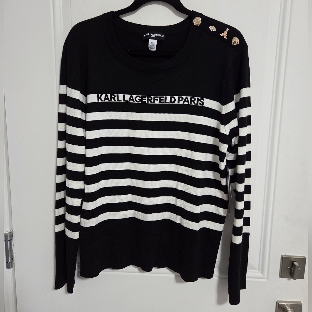 NWT - Karl Lagerfeld Paris Women's Striped Sweater - Size L